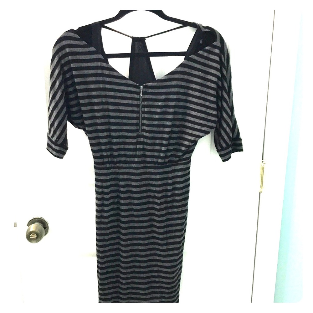 Guess dress, gray and black stripped, cut out back
